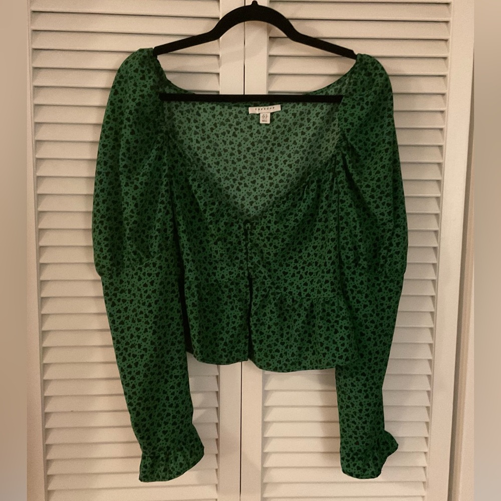 Topshop Green Heart Top